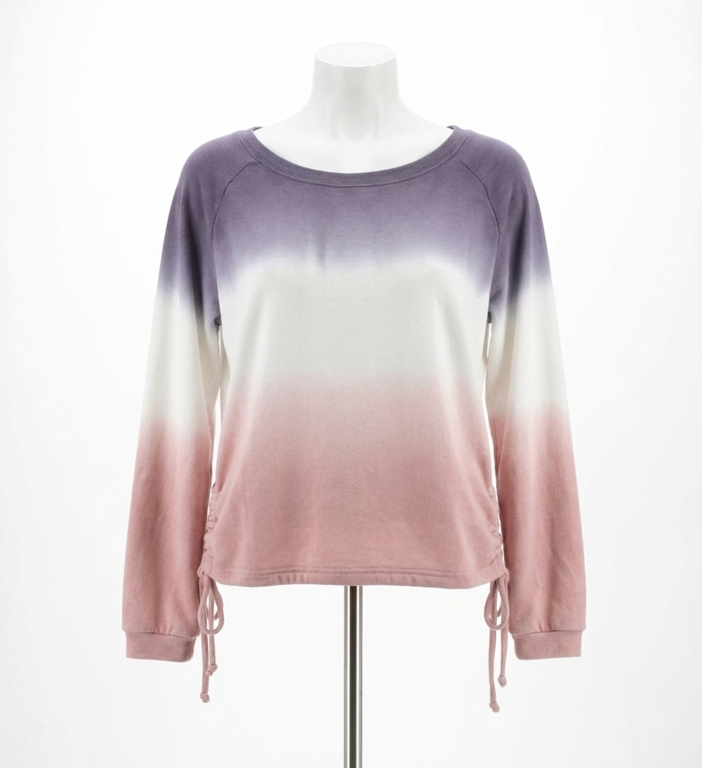 NEW CHASER slub french terry blouson sleeve side tie raglan pullover in sunset o